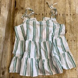 After Market Smocked Tank Top Green & White Sz L
